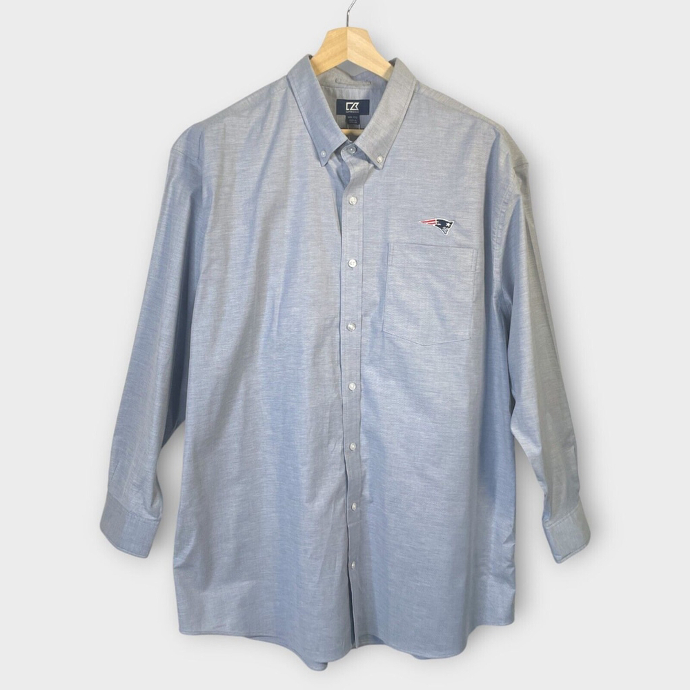 MENS New England Patriots Cutter & Buck Big & Tall 1XB Long Sleeve Shirt NWT